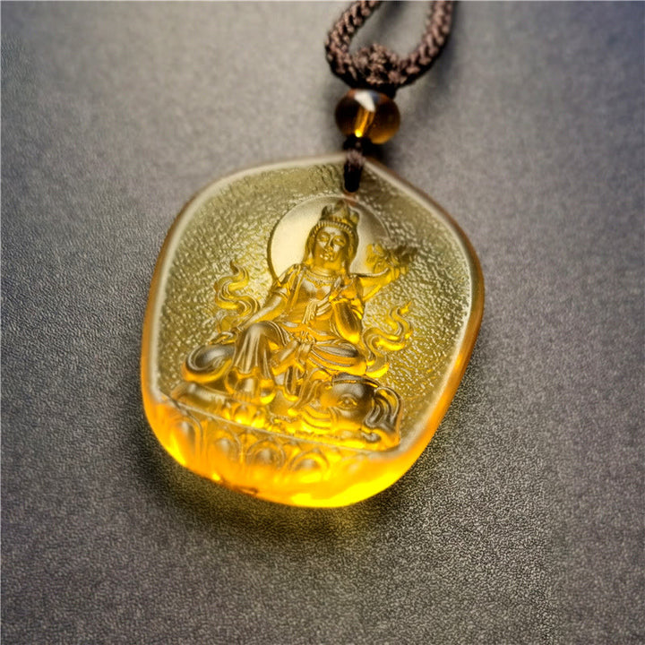 Buddha Stones Zodiaco cinese Buddha natale Benedizione Liuli Cristallo Compassione Collana Pendente - Drago/Serpente-Samantabhadra Bodhisattva - image 6