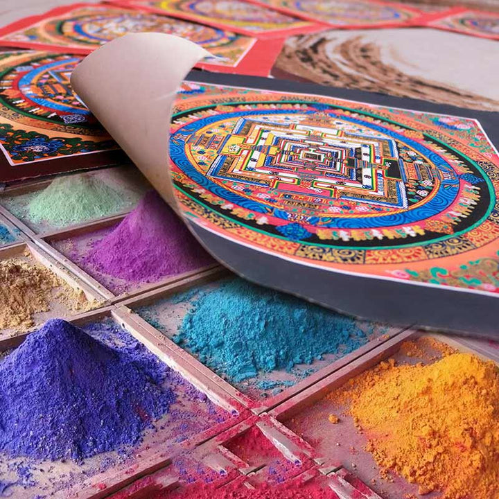 Pittura tibetana fatta a mano Thangka Mandala Blind Box Motivo colore casuale