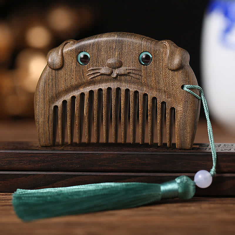 Pettine portatile cinese con sandalo verde dello zodiaco della pace - Chacate Preto Wood - Cane - image 17