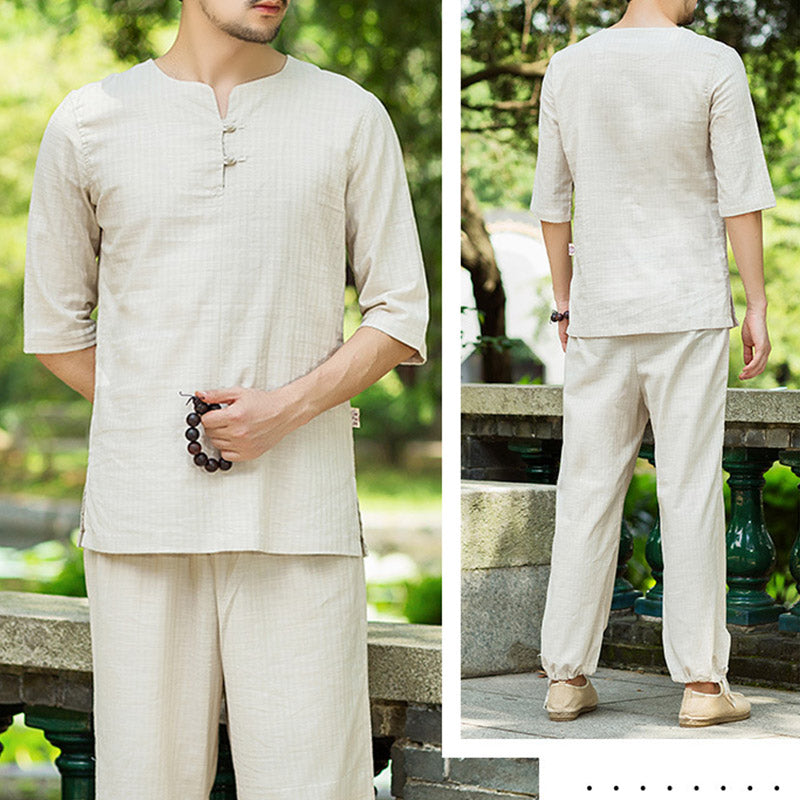 Buddha Stones Meditazione Preghiera Spirituale Zen Pratica Uniforme Abbigliamento Uomo Set