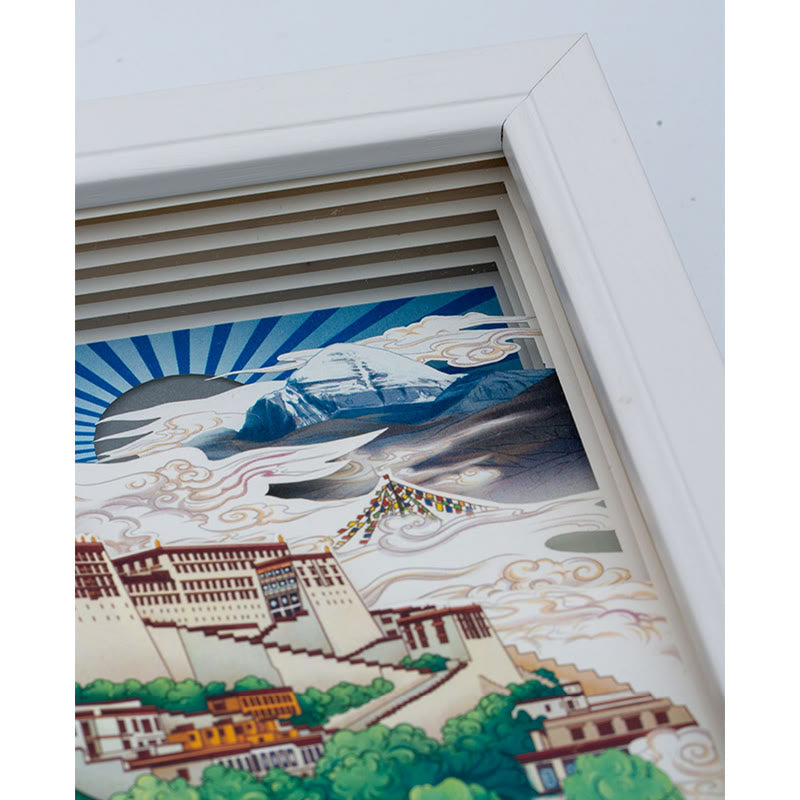 Lampada da tavolo a LED creativa con luci notturne in carta intagliata a LED del palazzo del Potala del Tibet