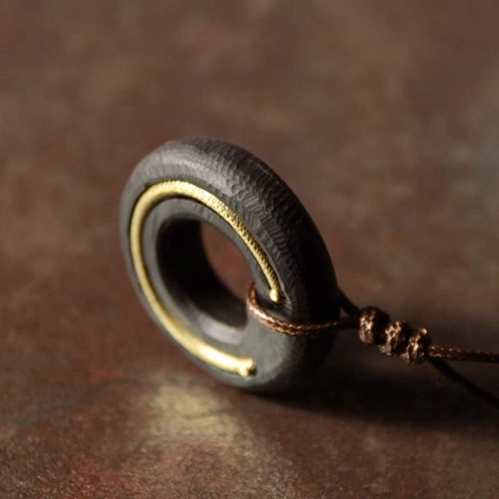 Collana con ciondolo in legno di ebano, cerchio zen, Buddha Stones , pace e calma - image 9