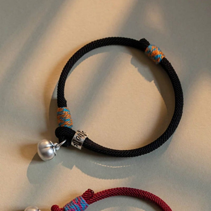 Bracciale intrecciato con Buddha Stones, fatto a mano in argento sterling 925, tibetano, Om Mani Padme Hum, protezione dalla fortuna