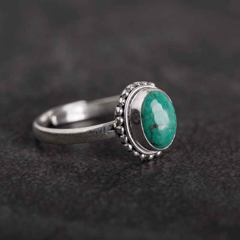 Anello Buddha Stones in argento sterling 925 con turchese e saggezza