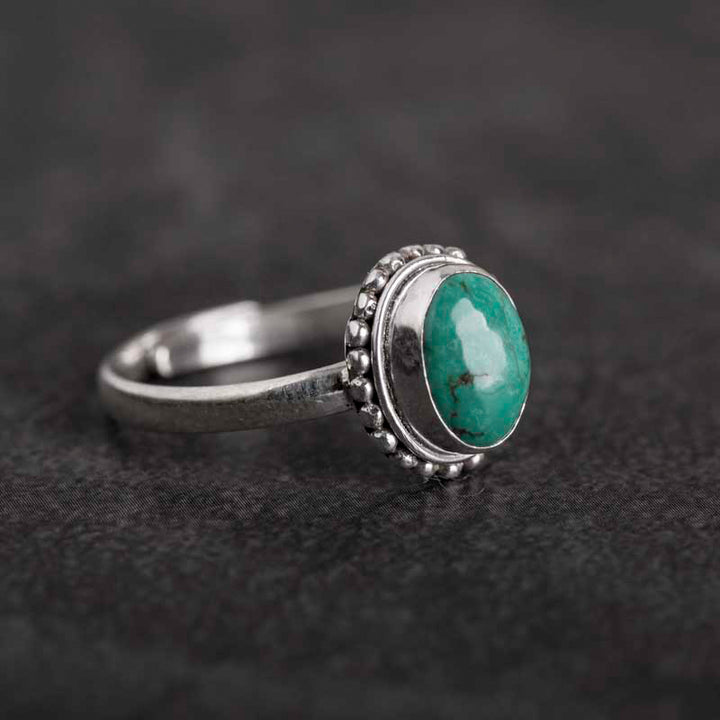 Anello Buddha Stones in argento sterling 925 con turchese e saggezza