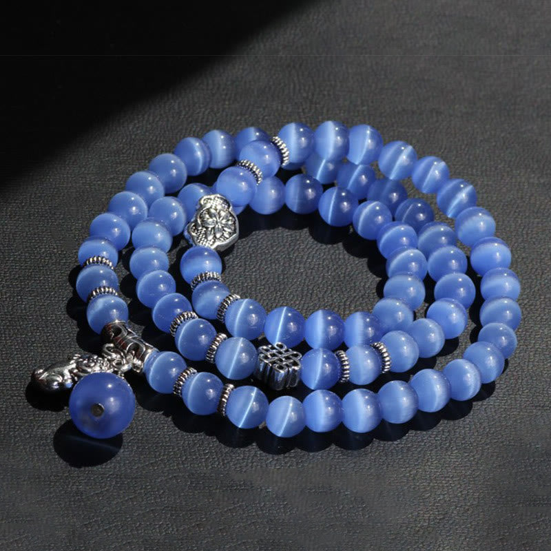 Braccialetto triplo avvolgente con supporto PiXiu Cat Eye Buddha Stones