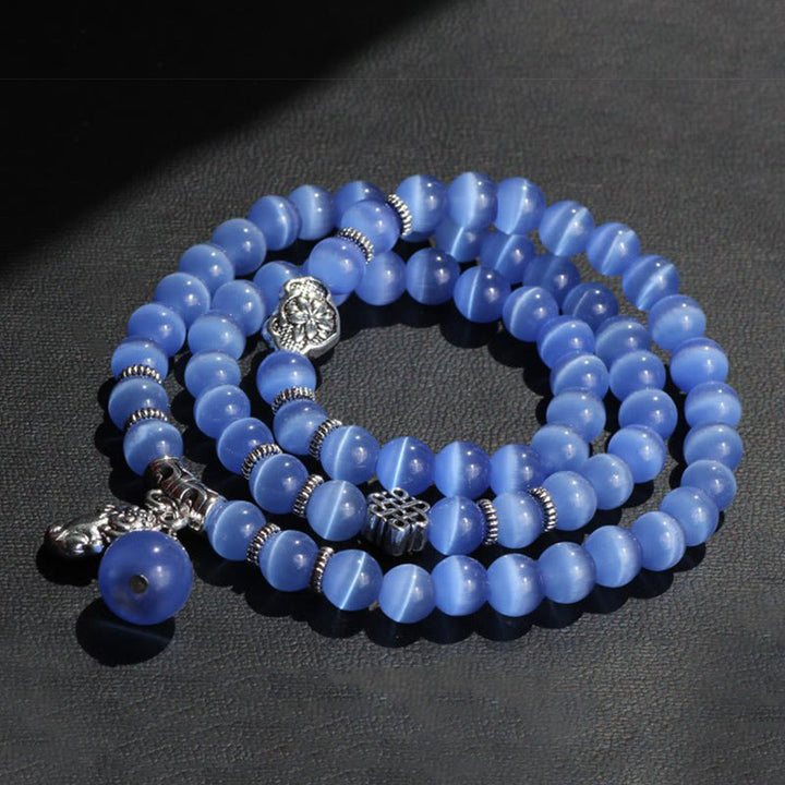 Braccialetto triplo avvolgente con supporto PiXiu Cat Eye Buddha Stones