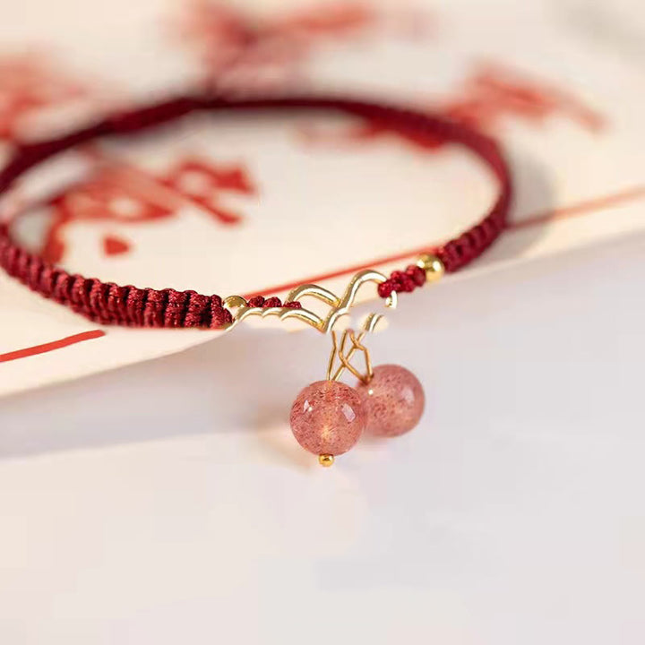 Braccialetto positivo con perline fantasma verde ametista e quarzo fragola naturale Buddha Stones