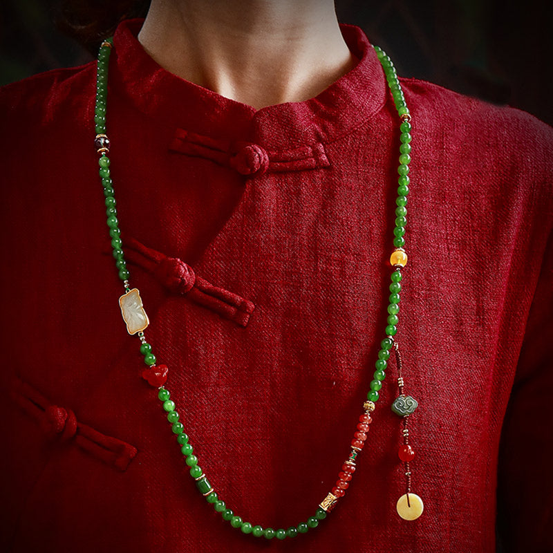 Buddha Stones 108 Mala Beads Ciano Giada Agata Rossa Braccialetto della Fortuna del Buddha che Ride - image 4