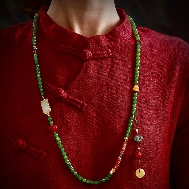 Buddha Stones 108 Mala Beads Ciano Giada Agata Rossa Braccialetto della Fortuna del Buddha che Ride - image 4