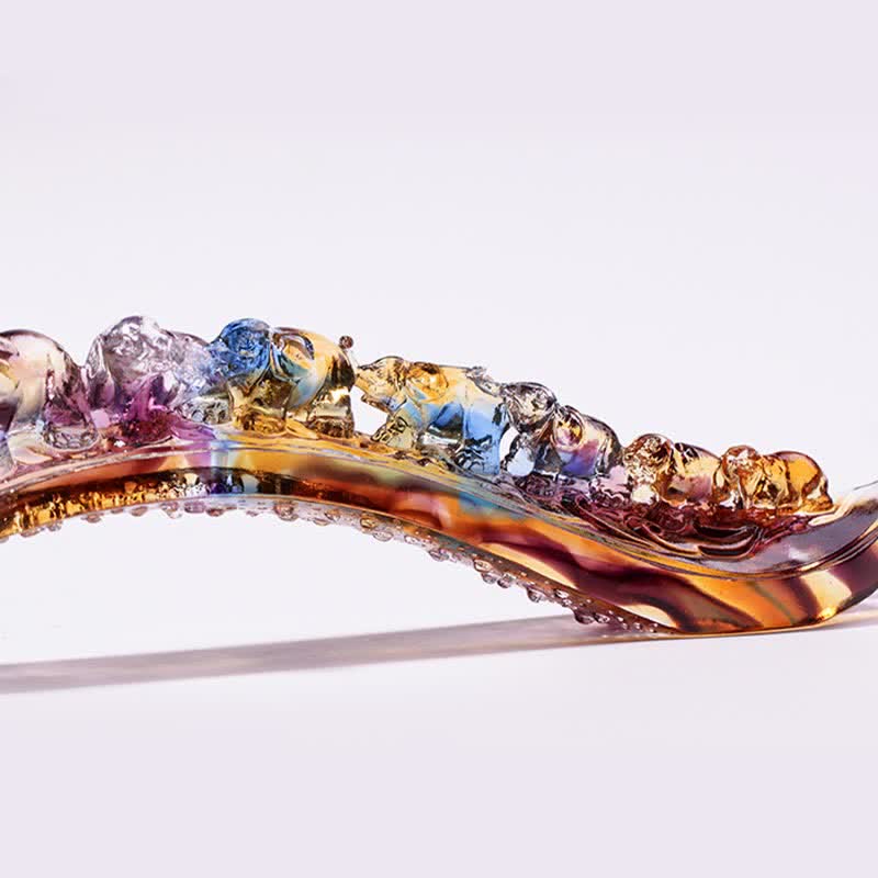 Pezzo d'arte in cristallo Liuli Ruyi fatto a mano, decorazione per la casa con elefante e base in cristallo - image 10