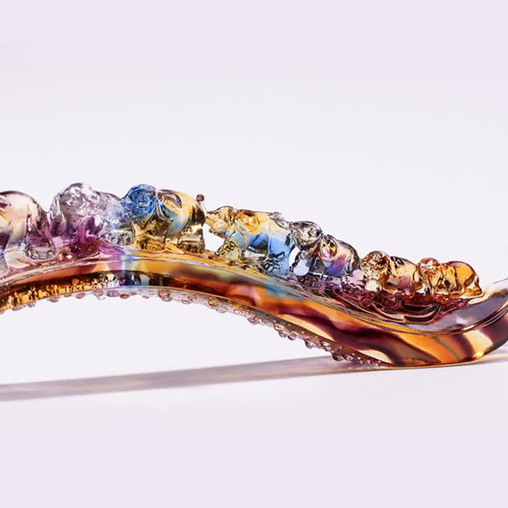 Pezzo d'arte in cristallo Liuli Ruyi fatto a mano, decorazione per la casa con elefante e base in cristallo - image 10