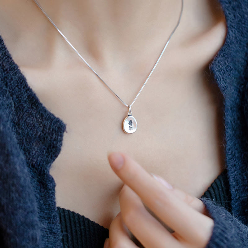 Buddha Stones 999 Sterling Silver Pace e Gioia Fu Carattere Fortuna Fortuna 925 Sterling Silver Catena Collana Pendente