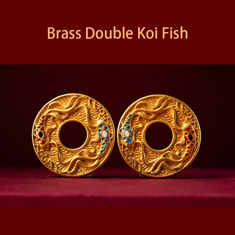 Portachiavi Buddha Stones Double Koi Fish Peace Buckle Wealth Luck