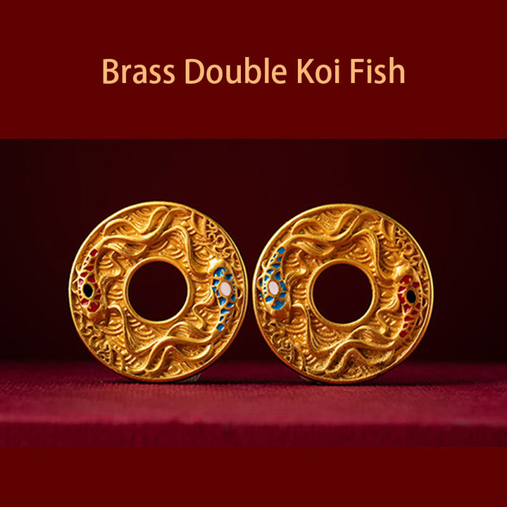 Portachiavi Buddha Stones Double Koi Fish Peace Buckle Wealth Luck