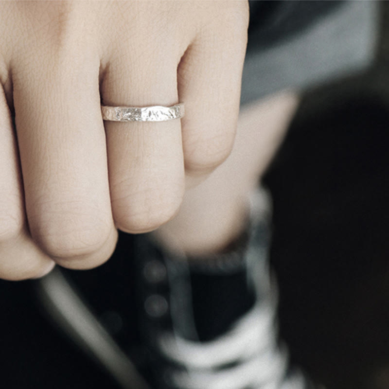 Anello di coppia di benedizione con design semplice in argento sterling 925 Buddha Stones