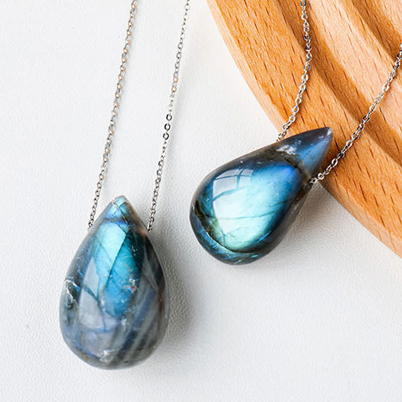 Collana con ciondolo di supporto e guarigione con goccia d'acqua in labradorite Buddha Stones - image 4
