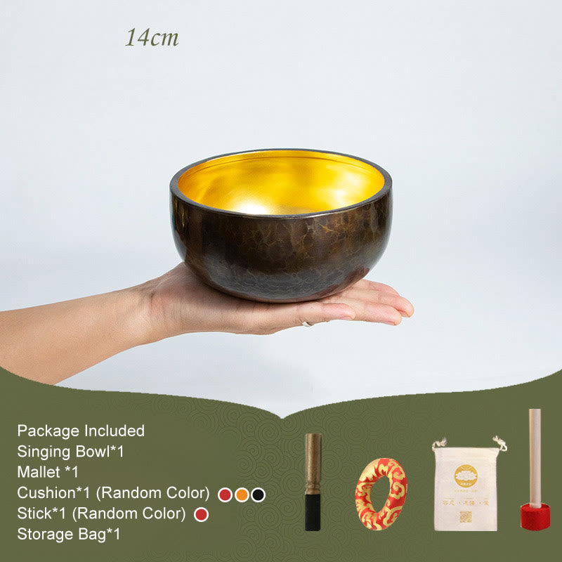 Ciotola sonora tibetana per meditazione, realizzata a mano, per guarigione, yoga e mindfulness. Set di ciotole sonore. - 14 cm - image 1