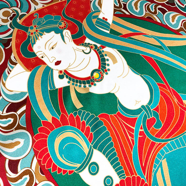 Buddha Stones Dunhuang Rebound Pipa Flying Frescoes Sciarpa in seta di gelso al 100% Scialle Dunhuang di qualità premium 6A