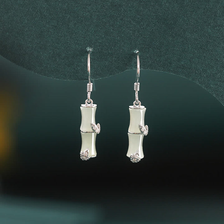 Orecchini pendenti in argento sterling 925 con giada di Hetian, crisoberillo, occhio di gatto, agata rossa, bambù e fortuna - image 8