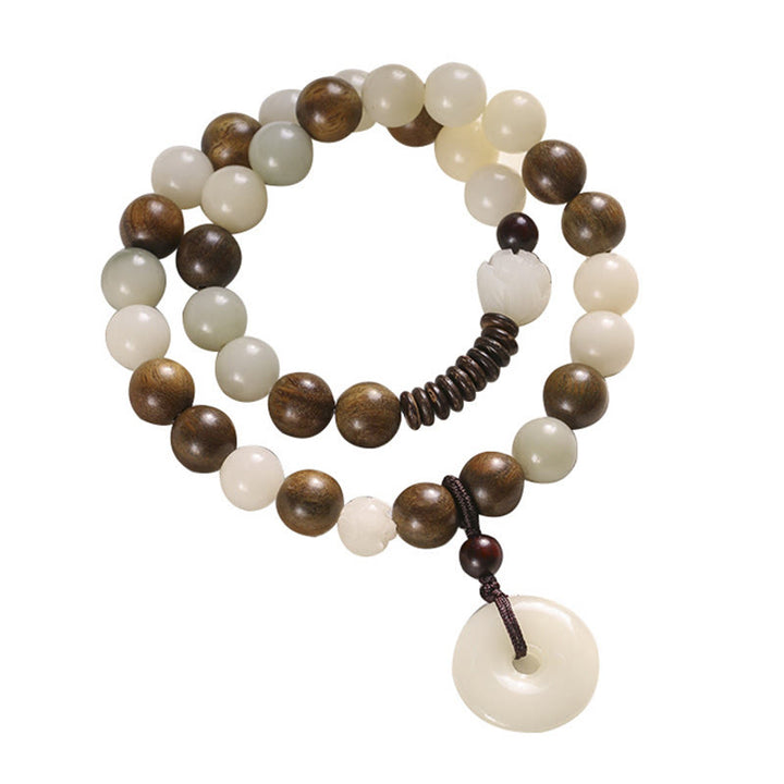 Braccialetto doppio giro Buddha Stones Bodhi Seed Sandalo verde Lotus Peace Buckle Harmony