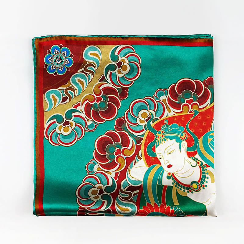 Buddha Stones Dunhuang Rebound Pipa Flying Frescoes Sciarpa in seta di gelso al 100% Scialle Dunhuang di qualità premium 6A