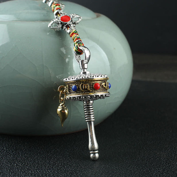 Tibet Om Mani Padme Hum Ruota di preghiera Pace Borsa girevole Decorazione da appendere all'auto