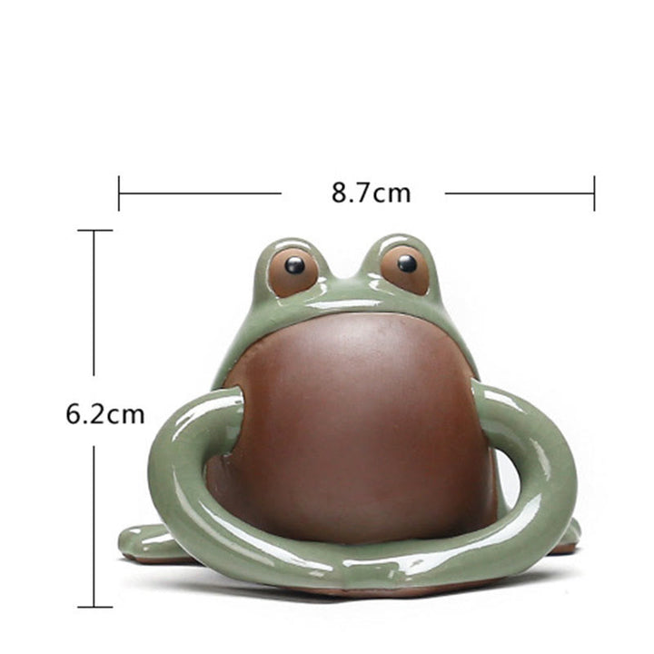 Buddha Stones FengShui Ricchezza Fortunato Carino Rana Ceramica Tè Animale Domestico Figurina Decorazione