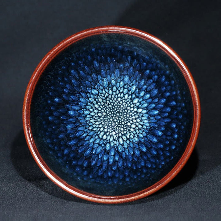 Buddha Stones fatto a mano blu francolino macchia cinese Jianzhan tazza da tè in ceramica Kung Fu tazza da tè ciotola - 9-10 cm*5-6 cm*110 ml - image 0
