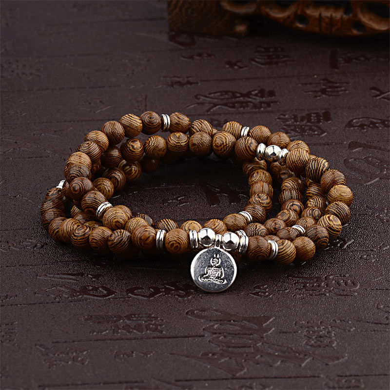 Braccialetto in legno tibetano Buddha Stones Mala con Buddha di loto - 2 - image 1