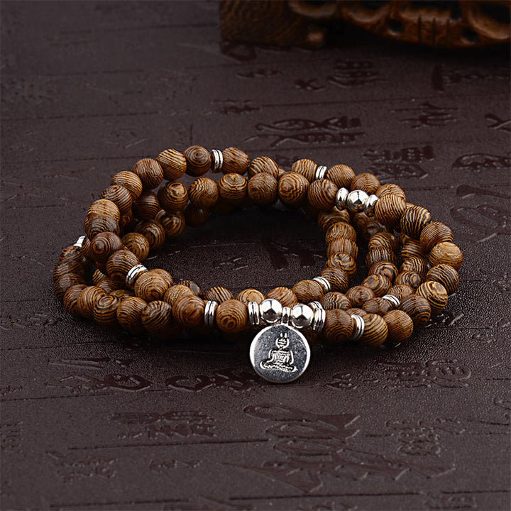 Braccialetto in legno tibetano Buddha Stones Mala con Buddha di loto - 2 - image 1