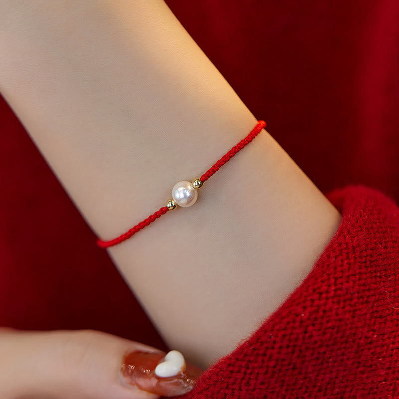 Braccialetto con treccia di perle naturali Buddha Stones Luck String