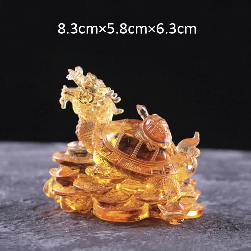 Buddha Stones Feng Shui Drago Tartaruga Monete Fatto a Mano Cristallo Liuli Fortuna Pezzo d'Arte Decorazione per Casa Ufficio - Oro - Piccolo - image 13