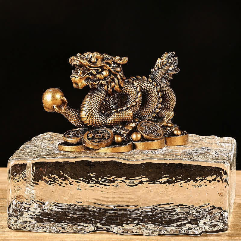 Buddha Stones Feng Shui Drago Moneta di rame Ricchezza Successo Fortuna Decorazione