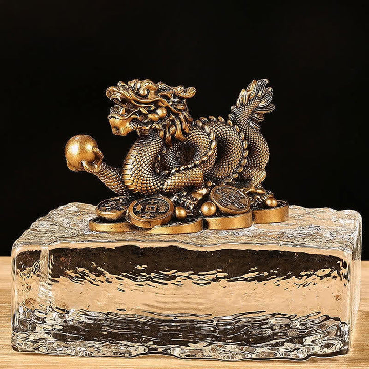 Buddha Stones Feng Shui Drago Moneta di rame Ricchezza Successo Fortuna Decorazione