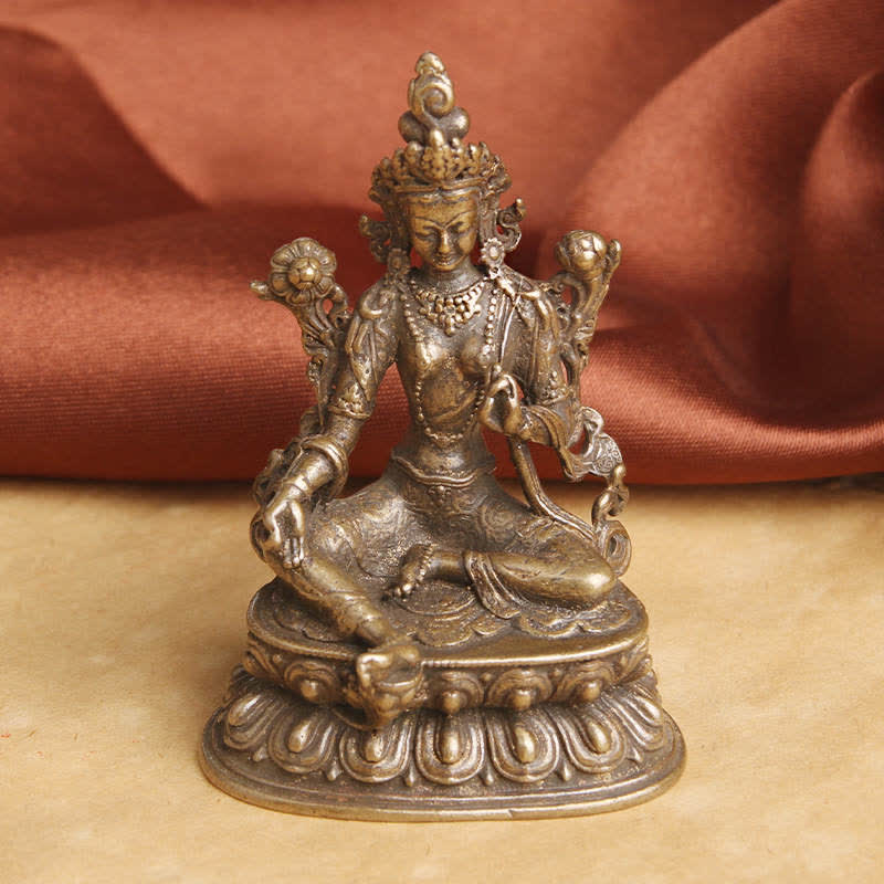 Buddha Stones Bodhisattva Tara Verde Calma Speranza Statua Rame Decorazione - image 3