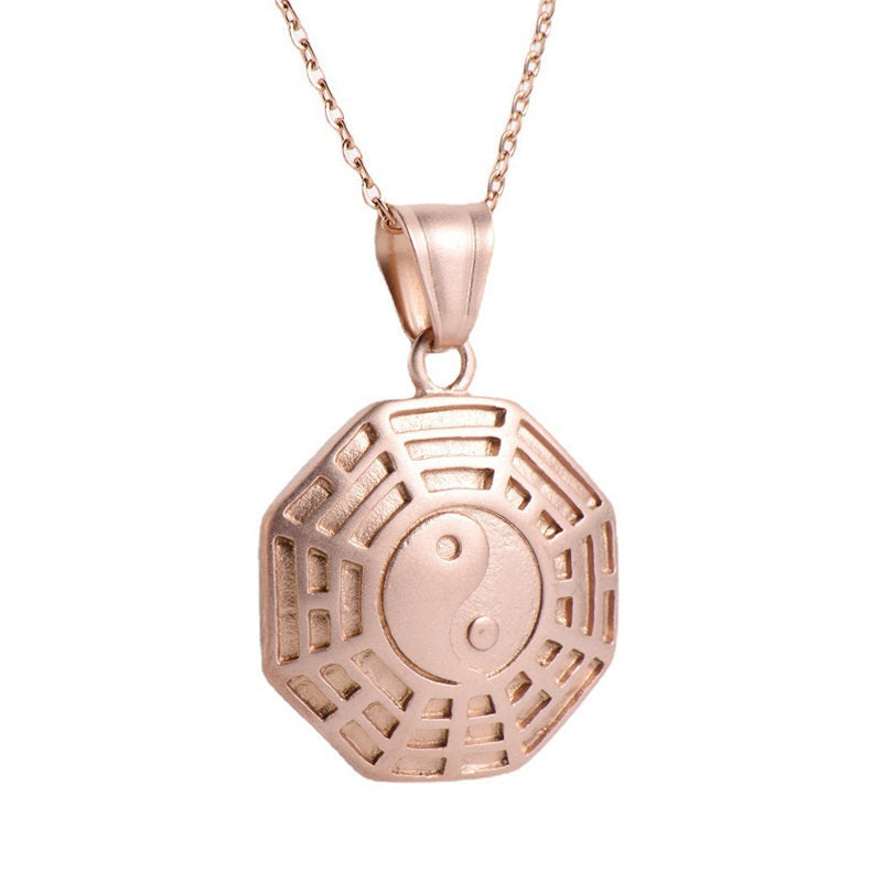 Collana con ciondolo a catena in acciaio al titanio e bilancia Bagua Yin Yang - image 14