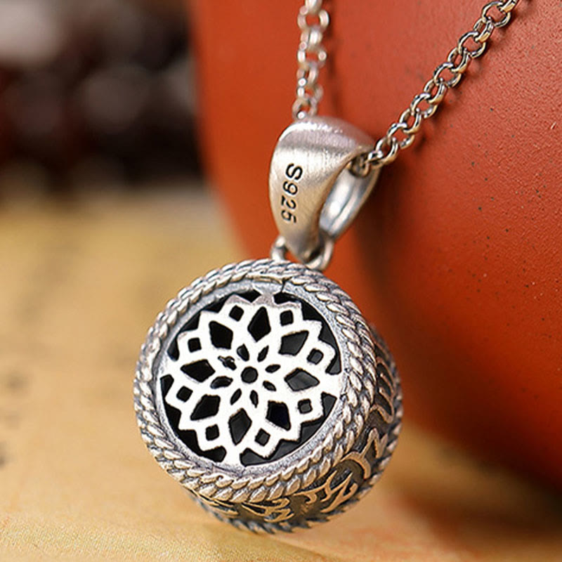 Buddha Stones 925 Sterling Silver Om Mani Padme Hum Lazurite Amore Pace Collana Pendente - image 5