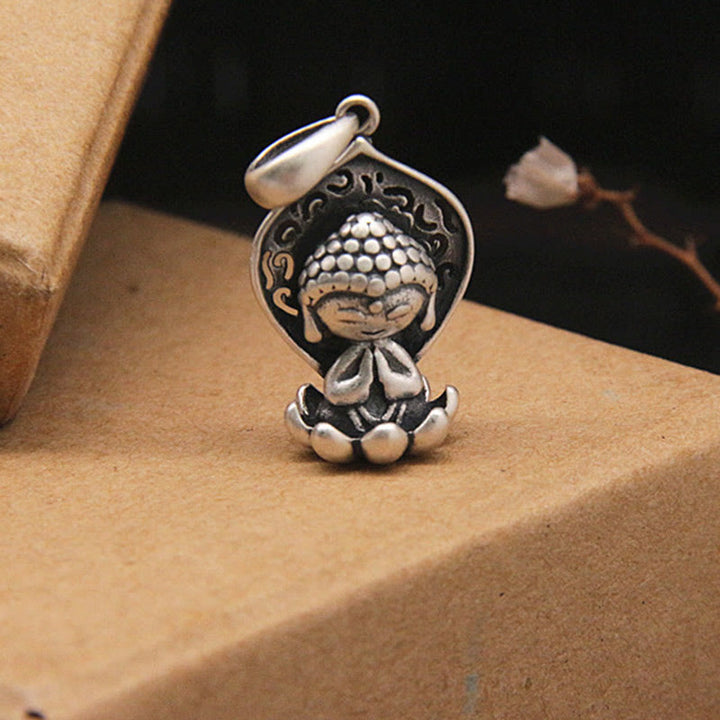 Collana con ciondolo Buddha Stones in argento sterling 999 con ciondolo Buddha Lotus Serenity - image 6