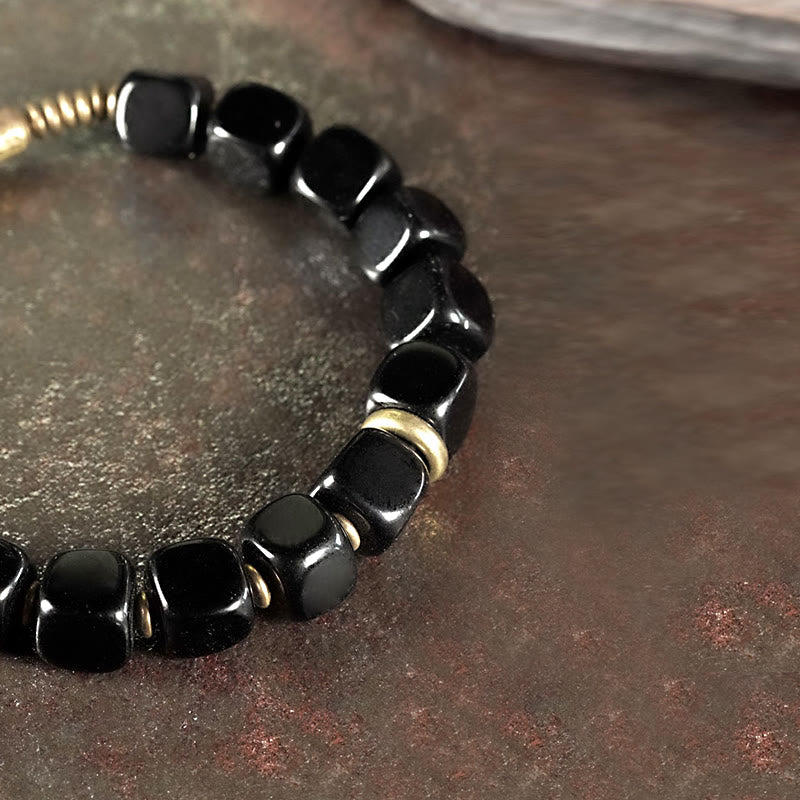 Braccialetto di coppia Buddha Stones Black Obsidian Crystal Copper Strength - image 4
