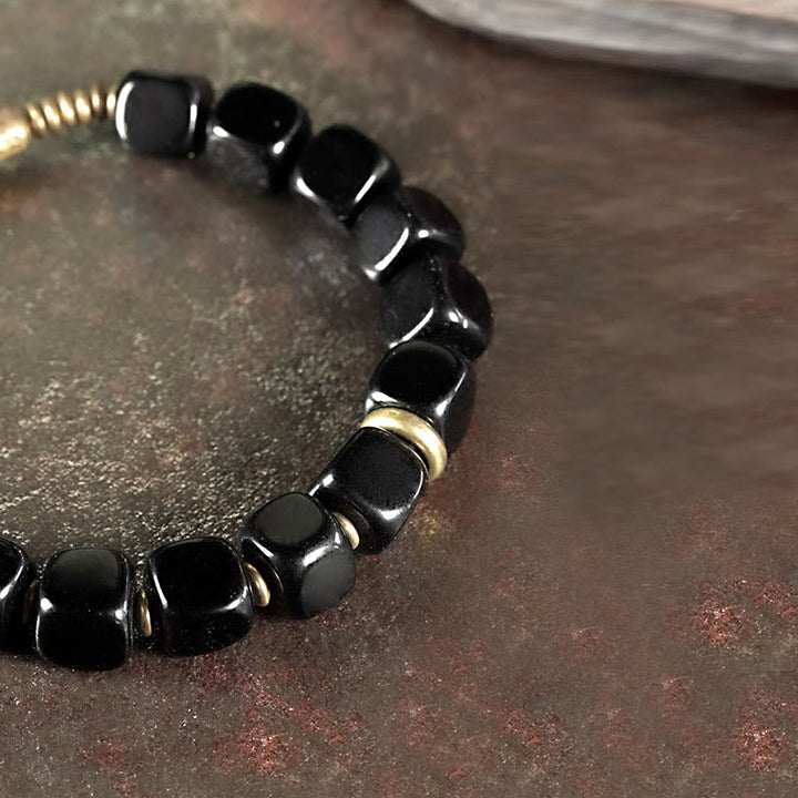 Braccialetto di coppia Buddha Stones Black Obsidian Crystal Copper Strength - image 4