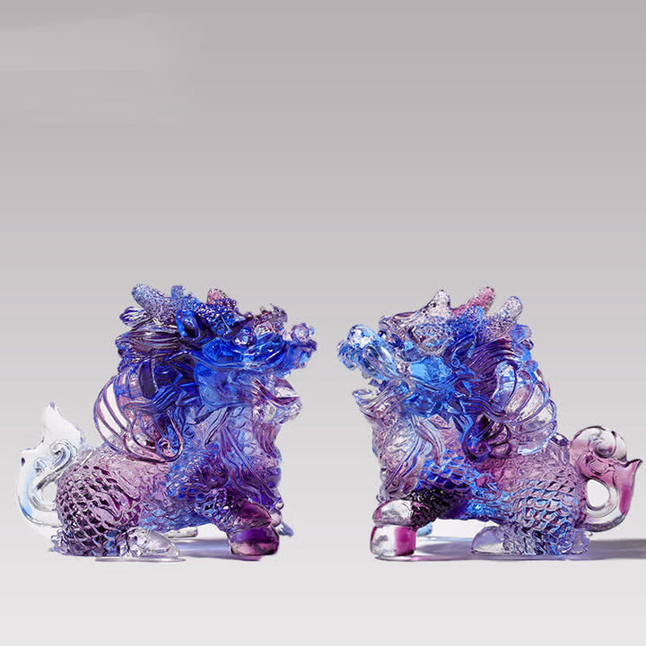 Buddha Stones Feng Shui Kirin Fatto a mano Liuli Cristallo Arte Pezzo Decorazione Casa Ufficio