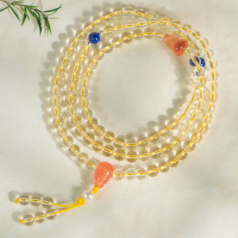 Buddha Stones 108 Mala Beads 925 Sterling Silver Natural Citrine Red Agate White Jade Braccialetto con ciondolo della prosperità
