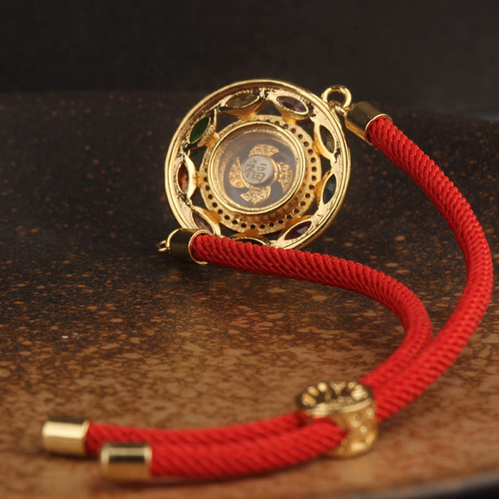 Buddha Stones Zircone colorato Rame Ricchezza Fortuna Rotazione Bracciale Collana Pendente