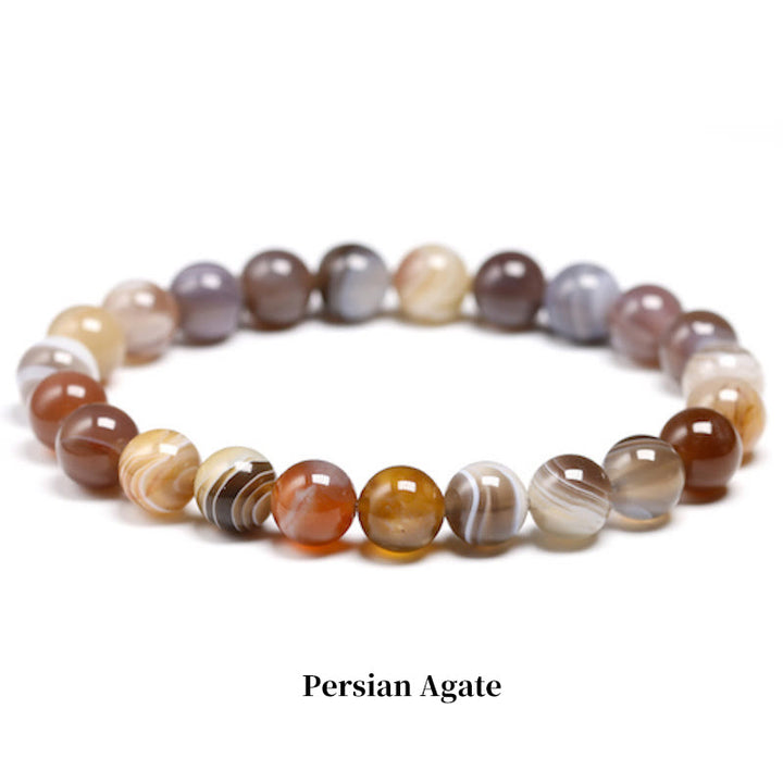 Braccialetto di perle curative in quarzo naturale Buddha Stones - 8 millimetri - Agata persiana - image 63