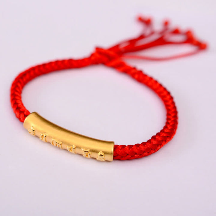 Braccialetto di corda di protezione e forza Om Mani Padme Hum in argento sterling 999 Buddha Stones