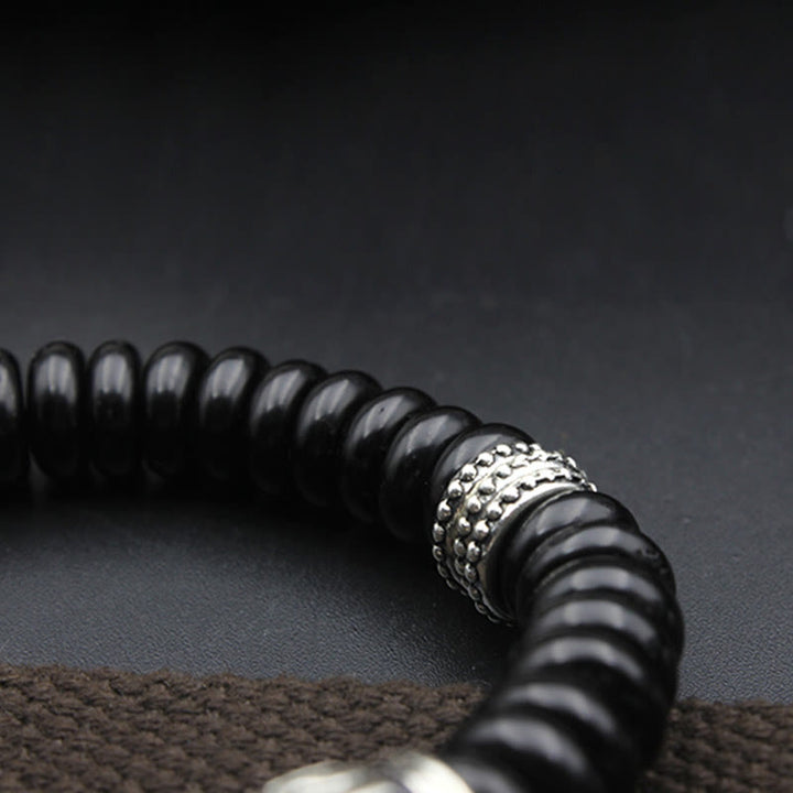Braccialetto positivo Buddha Stones Natural Tibetan Coconut Shell Om Mani Padme Hum
