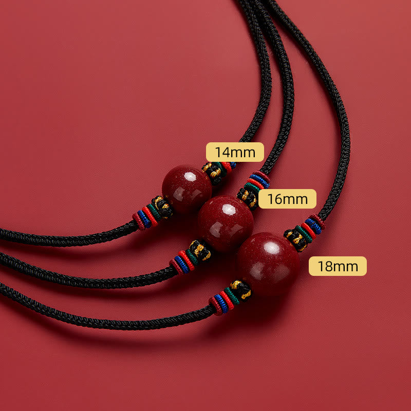 Collana con ciondolo in corda di benedizione con perline di cinabro e Buddha Stones