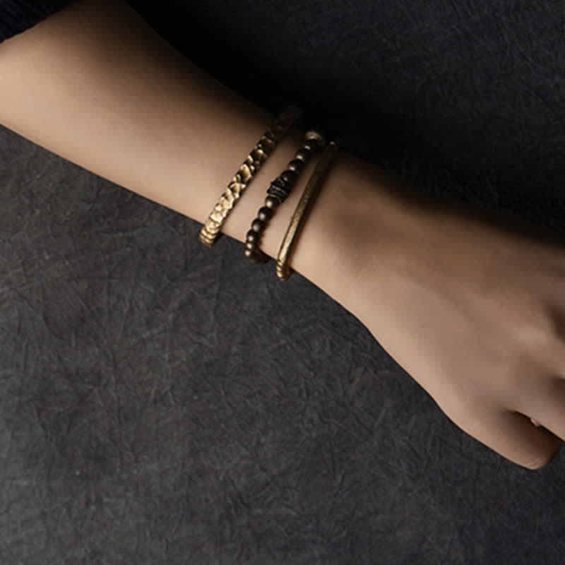 Bracciale rigido con polsino in pietra lavica e rame Balance