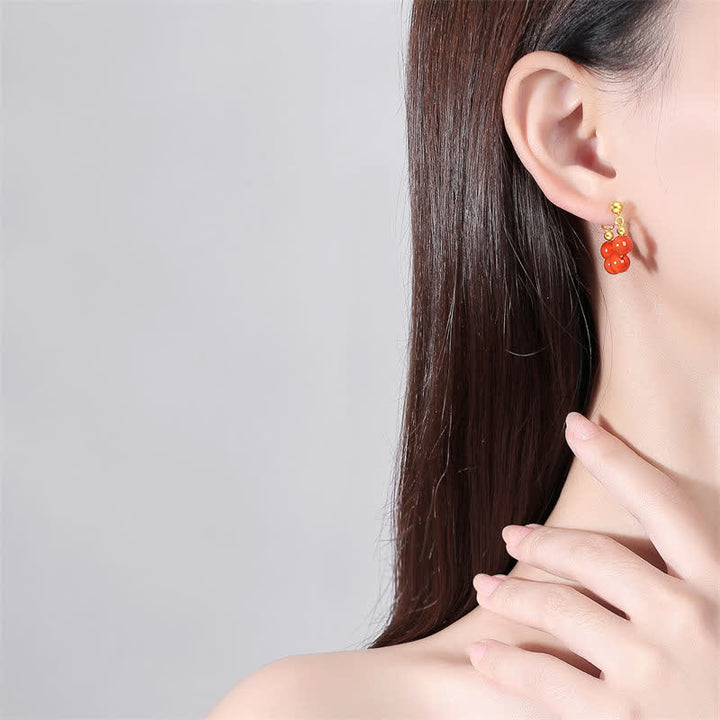 Orecchini in argento sterling 925 con perline di agata rossa e giada di Hetian